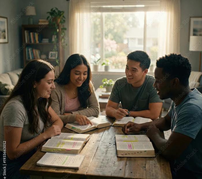 A small group studying scripture together